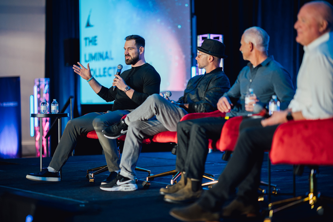Jens Heitmann speaking on a panel at The Liminal Collective